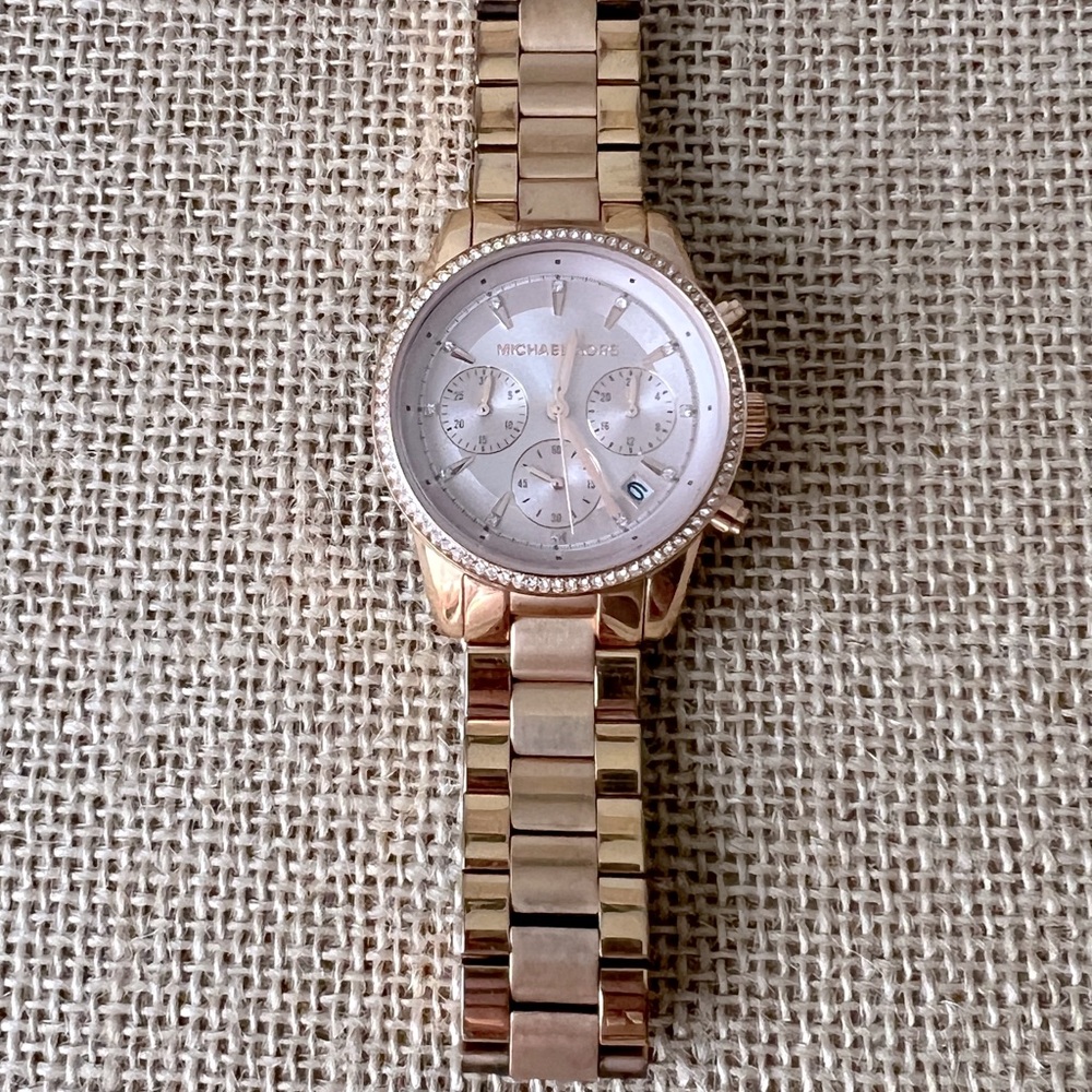 Rose gold Michael Kors bold face watch